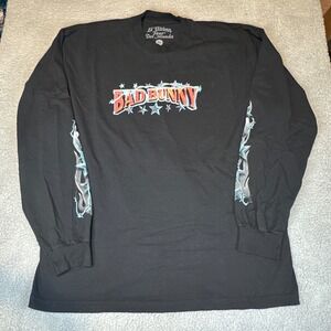 Bad Bunny El‎ Ultimo Tour Del Mundo Long Sleeve XL Black Concert Graphic Shirt